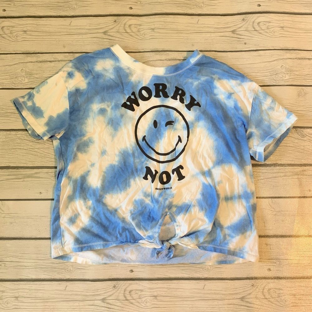 Old Navy blue tie-dye smiley face tie top-Girls XXL